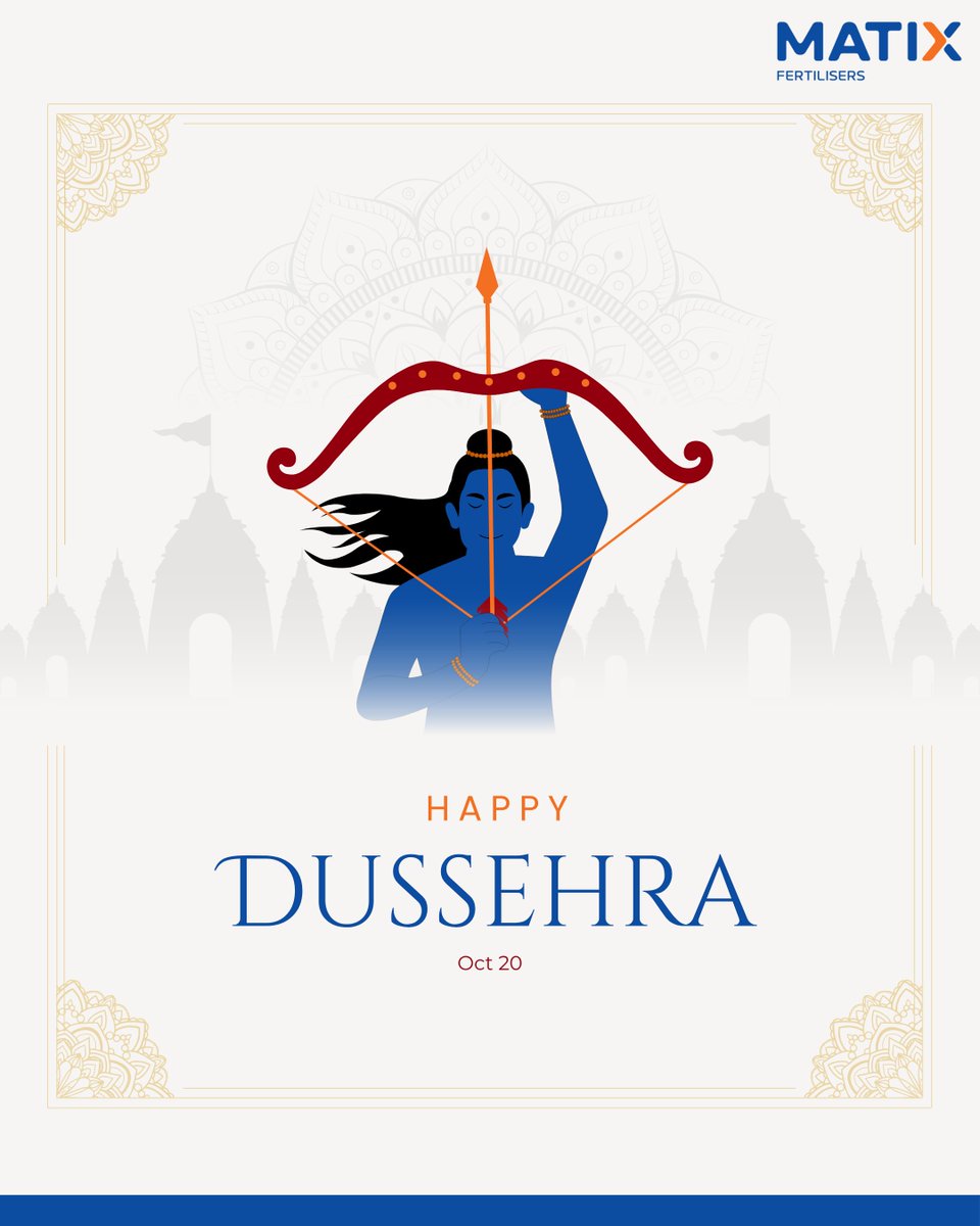 matixfertiliser's tweet photo. This Dussehra, may the triumph of good over evil inspire us to uphold integrity, embrace positivity, and move forward with purpose.

Wishing everyone a happy and prosperous Dussehra.

#HappyDussehra https://t.co/V7BPF34Rgs