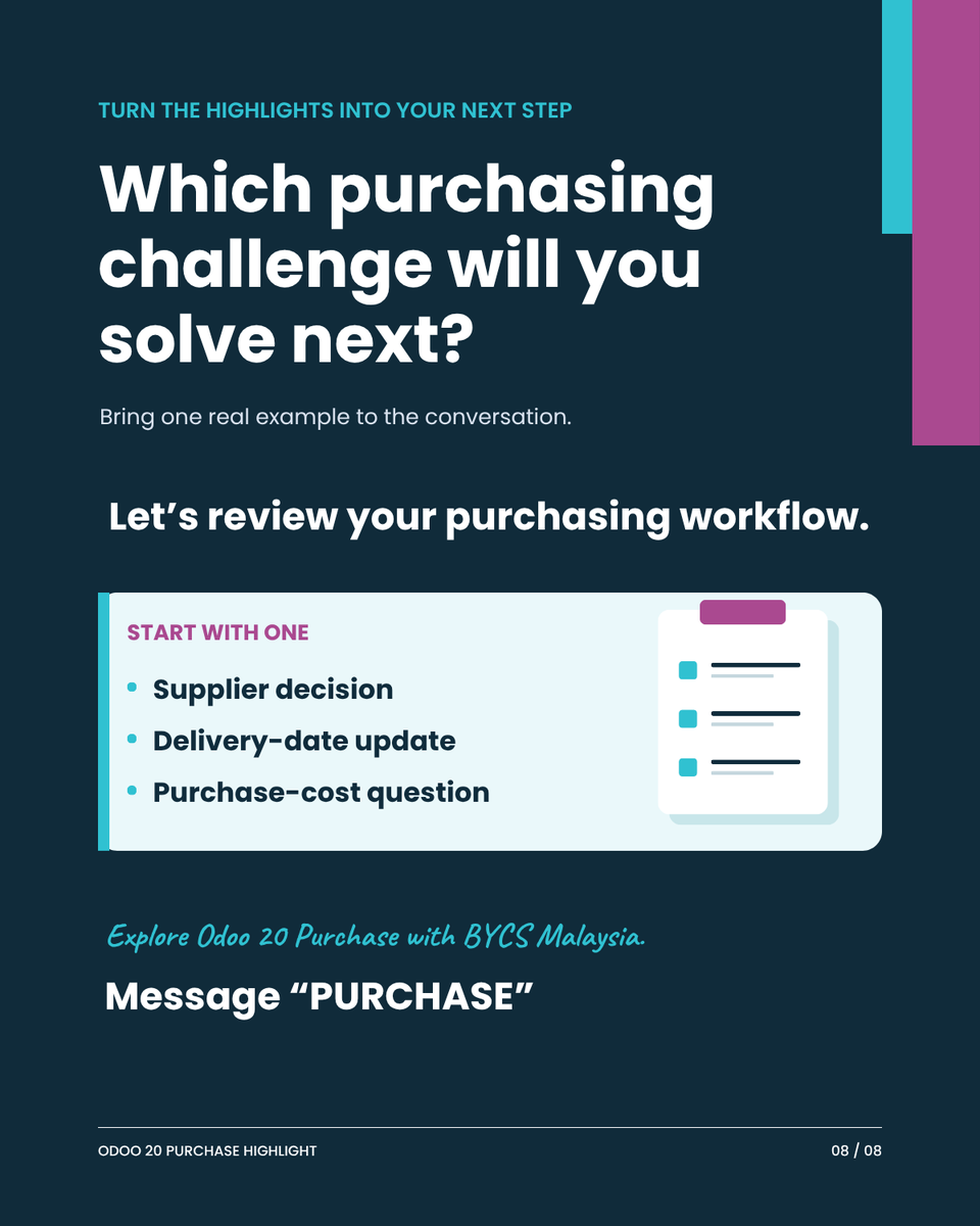 BYCSHK's tweet photo. Message BYCS Malaysia โPURCHASEโ to explore how #Odoo20 could support your workflow. Want to learn how #Odoo can help connect these workflows?
Contact us for FREE #OdooConsultation & #OdooDemo or learn more about our solutions here: https://t.co/NRYr0daWtl https://t.co/SHMlfDx8U9