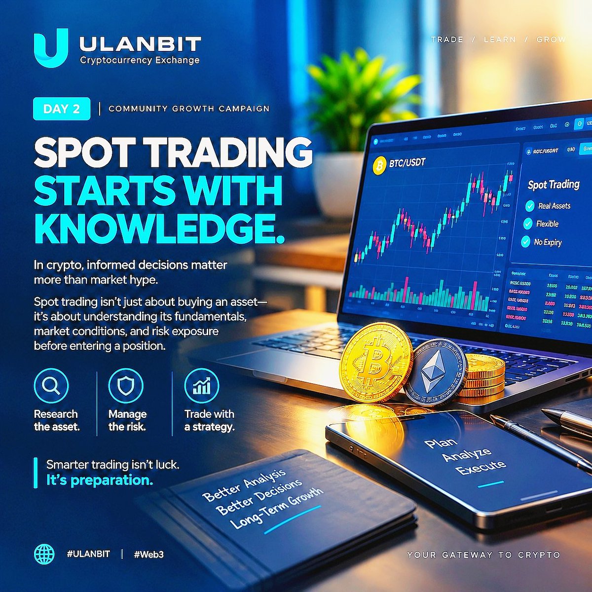 JawadOnChain's tweet photo. In crypto, research beats hype.

Understand the asset. Assess the risk. Trade with a strategy.

Knowledge first. Always. ⚡

#ULANBIT #Web3 https://t.co/jra4KLAXTO