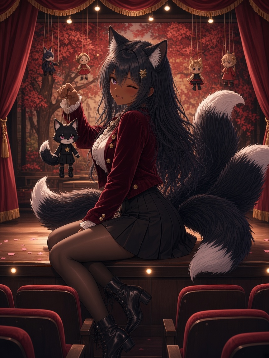 jaded_nomad_'s tweet photo. Midnight puppet show... should my little fox take a bow or dance just for you? 🎭🦊 #NekoCutie https://t.co/SQuuc0g2eX