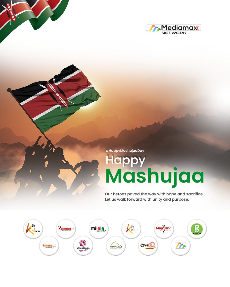 KamemeTvKenya's tweet photo. Happy Mashujaa Day from the Mediamax Networks family!! 🇰🇪🥳
#MashujaaDay #KamemeTv #mediamaxnetworks https://t.co/3wNIoCnjYK