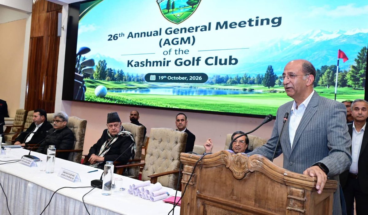 JKNC_'s tweet photo. Advisor to CM felicitates newly elected members of Kashmir Golf Club Executive Committee

Calls for upgrading the Historic Club, promoting golf among youth; ₹2 crore plan for KGC Club-House renovation

Advisor to the Chief Minister @nasirsogami felicitated the newly elected members of the Executive Committee of Kashmir Golf Club (KGC), following the conclusion of elections held during the club’s 26th Annual General Meeting at the Sher-i-Kashmir International Convention Centre (SKICC), Srinagar.