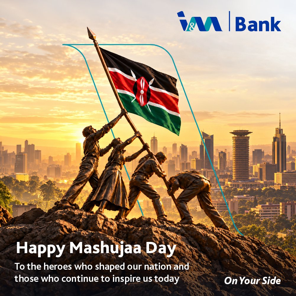 imbankke's tweet photo. Today, we honour the heroes who shaped our nation and celebrate those who continue to inspire us to build a brighter future. 

Happy Mashujaa Day from all of us at I&amp;M Bank. 

#MashujaaDay #OnYourSide https://t.co/gNwK7uUiF0