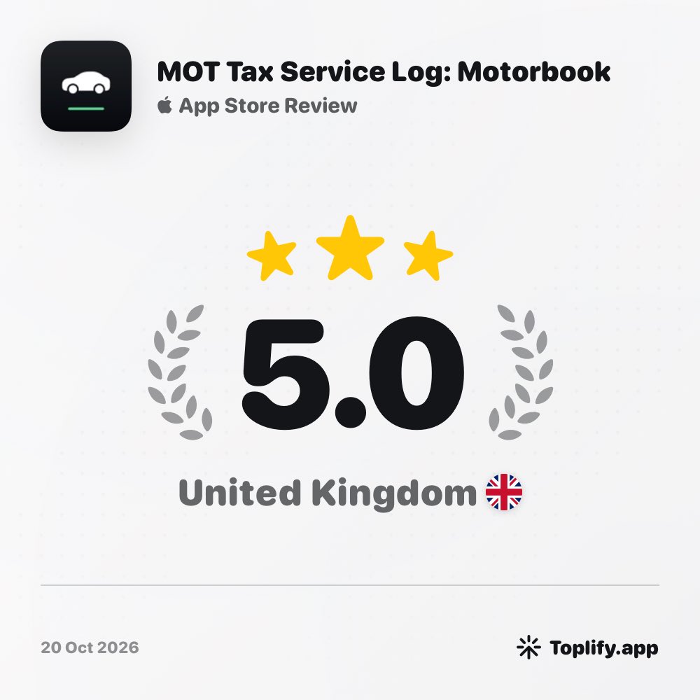 MotorbookUK's tweet photo. Never get caught out by an expired MOT again! 🚗

Motorbook tracks everything in one place, for free: MOT, Tax &amp; Insurance reminders ⛽️ Real-time local fuel prices in app &amp; online

⭐ Rated 5.0 in the UK 
🚫 Zero ads
 📲 Download free on iPhone https://t.co/igdsS0s1Bn