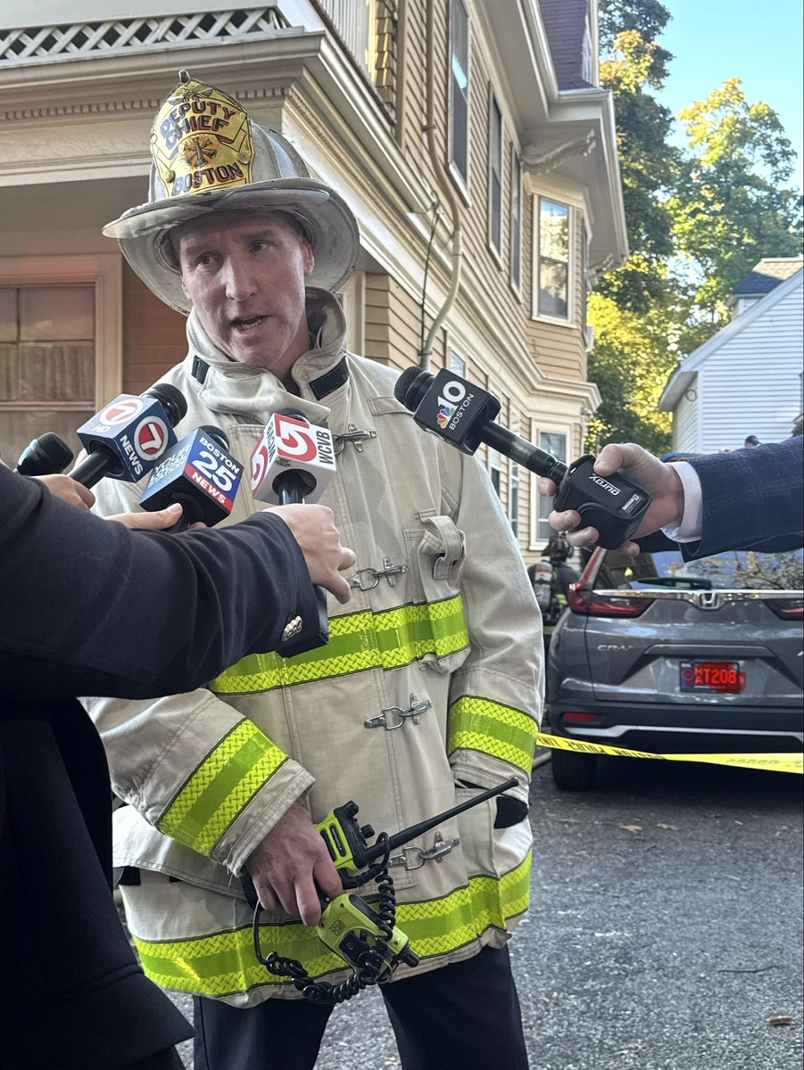 BostonFire's tweet photo. At approximately 3:15pm , companies responded to a “ car in a house”. 1st arrival firefighters assisted the 2 trapped males out &amp; on to safe ground where they could be treated by EMS crews. BFD Deputy Chief D addressed the media &amp; ISD will evaluate damage to the occupied home https://t.co/bzZkPTTHS0