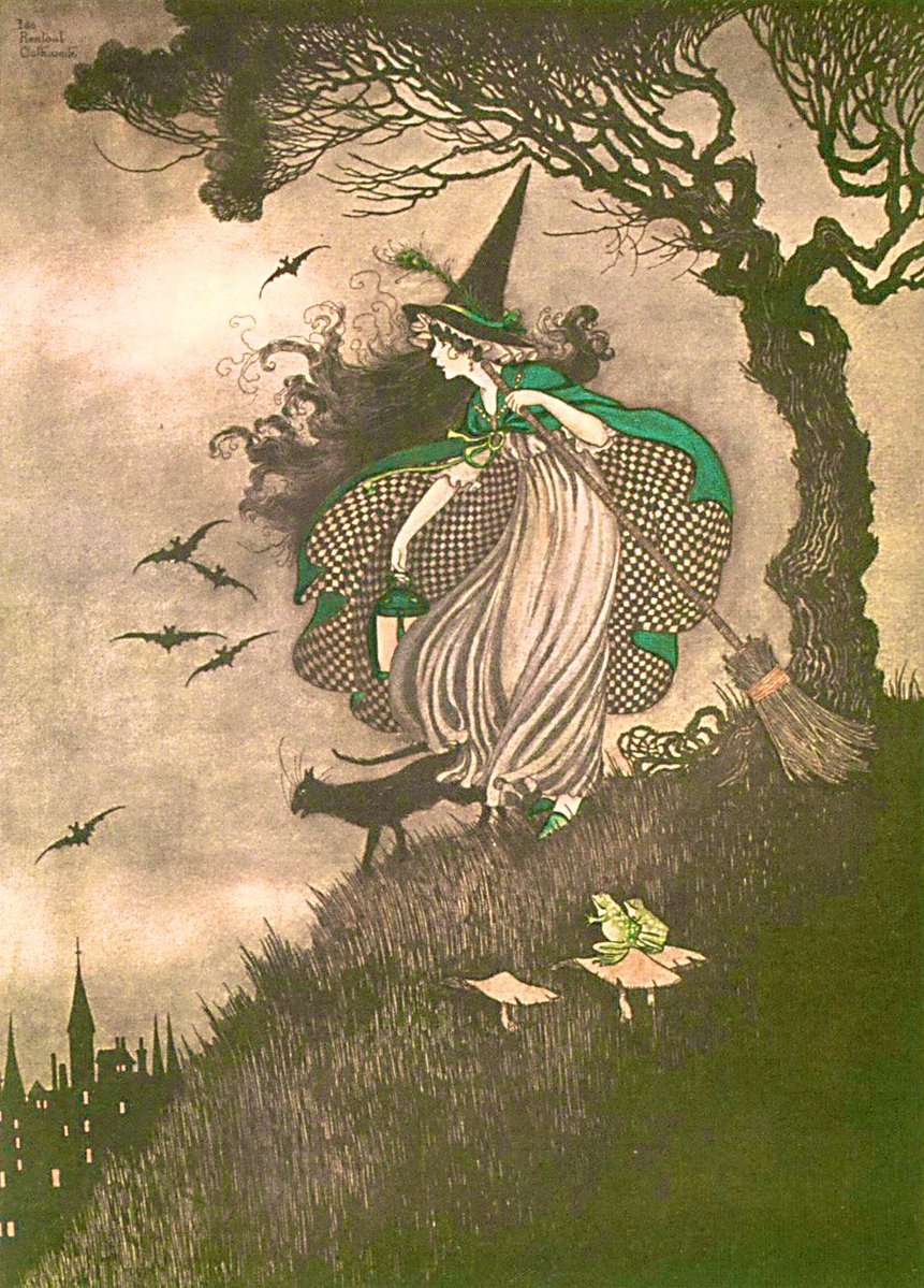 frome_maude's tweet photo. The Witch, a perennial favourite from Ida Rentoul Outhwaite, originally appearing in Elves &amp; Fairies, published 1916. #FairyTaleTuesday #FolkloreSunday #Halloween #Samhain https://t.co/lS2qnT6VZZ
