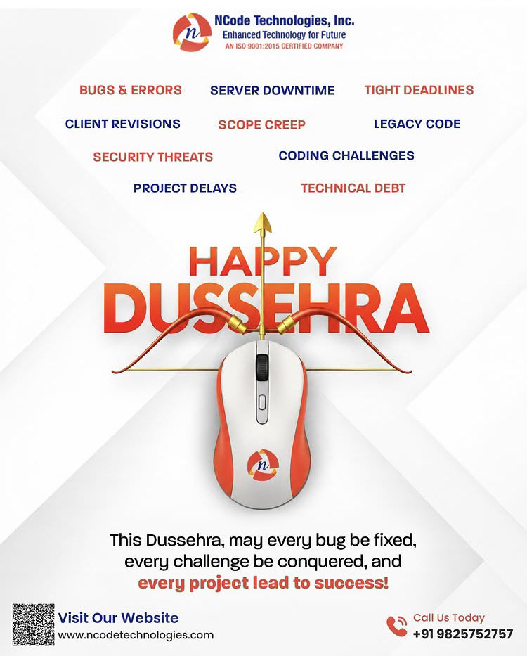 ncodetechnology's tweet photo. 🏹 This Dussehra, may every bug be fixed, every challenge won, and every project lead to success! 🚀💻

Wishing you smoother projects, stronger security, and successful launches.

Happy Dussehra from NCode Technologies! 🎉

#HappyDussehra #NCodeTechnologies #SoftwareDevelopment https://t.co/l9BRzkZyNB
