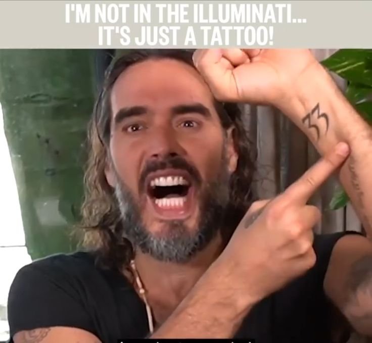 BodhiSwans's tweet photo. Even Russell Brand's dog collar had a 33 on it, not to mention his tattoo &amp; title of his tour..
Wouldn't be surprised if this entire trial is a Psy op either..
Never really trusted this limited hangout agent... https://t.co/hdBwRerjIw