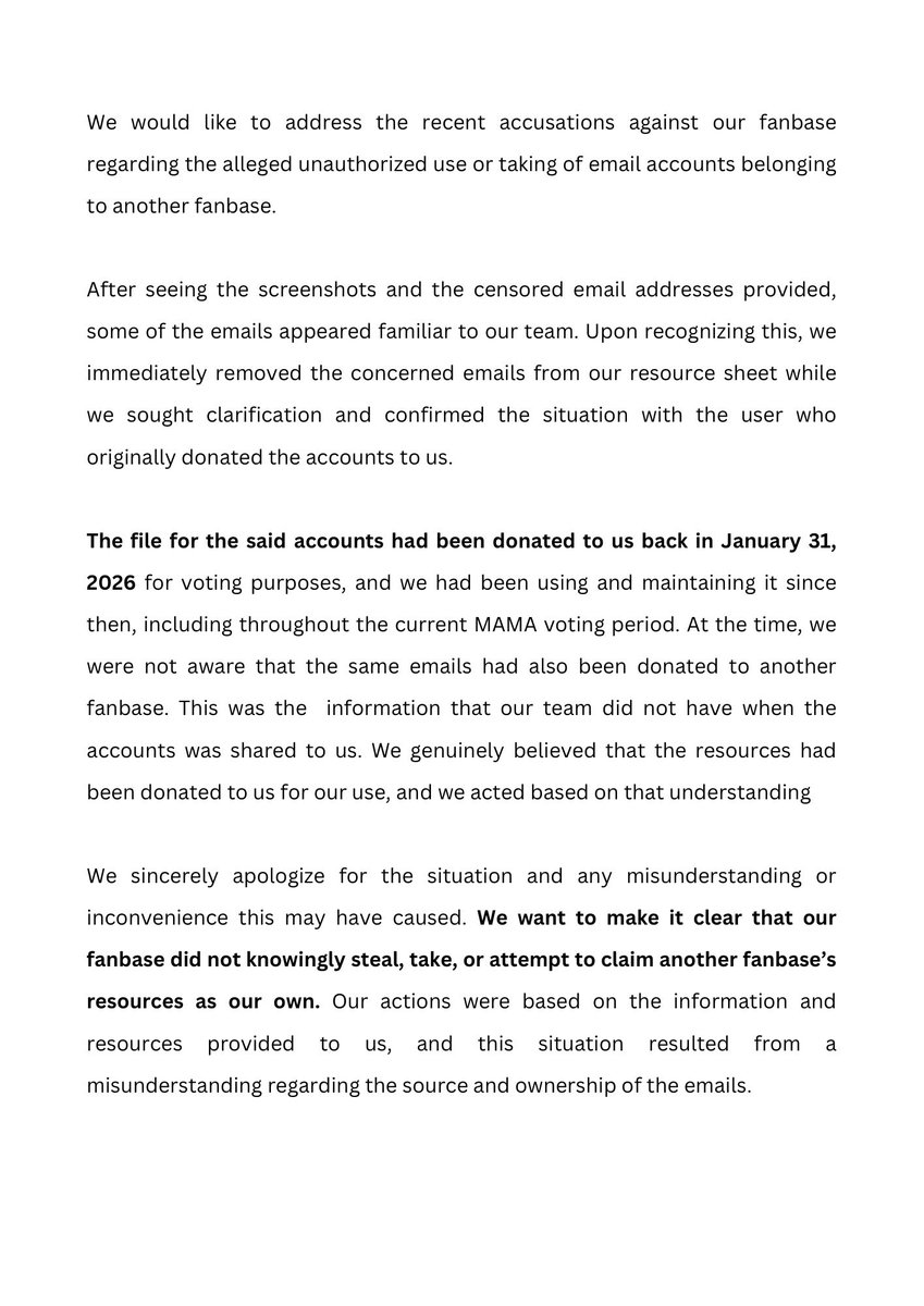 LNGSHOTBoost's tweet photo. [✉️] We would like to address the recent accusations and concerns raised regarding our fanbase and the alleged unauthorized use of email accounts.

We ask everyone to kindly read our full statement below for clarification and context regarding what happened. We hope this helps clear up the misunderstanding and prevent further speculation or unnecessary escalation.