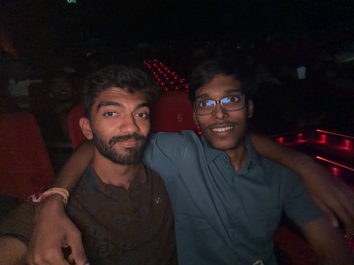 ChessbaseIndia's tweet photo. The World Champion in awe of Thalaivar Rajinikanth with Praggnanandhaa and Vaishali :)

Photos: Gukesh's instagram https://t.co/kpqxdkw9LC
