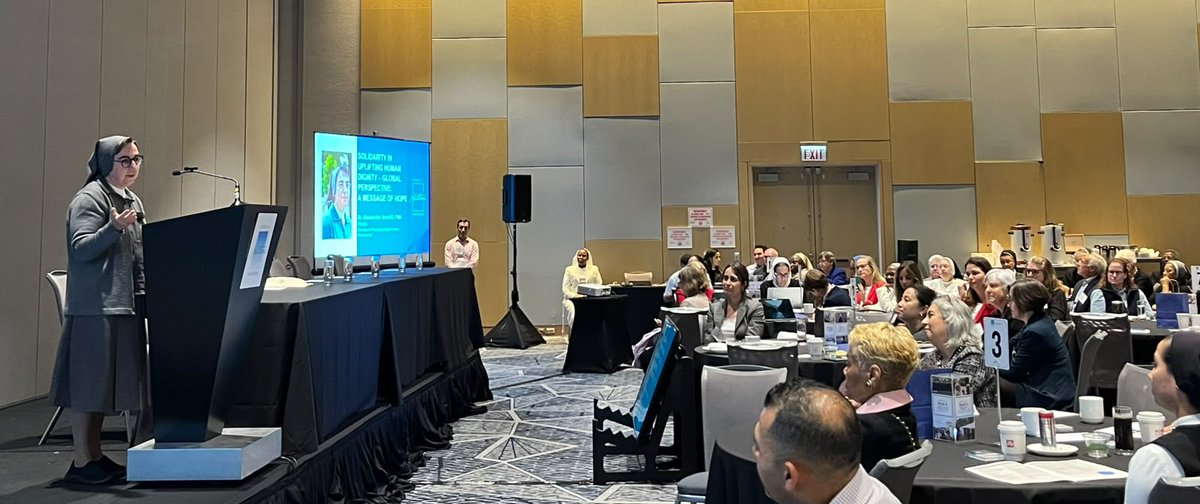 VaticanIHD's tweet photo. 📣 “A model sees a profile. You see a face”

At the convening promoted by the @hiltonfound, the Prefect Sr @ASmerilli reaffirmed the role of women religious in defending human dignity 🫂

Learn more: https://t.co/vlCVH8kFa9 https://t.co/kfOu2NC2uy