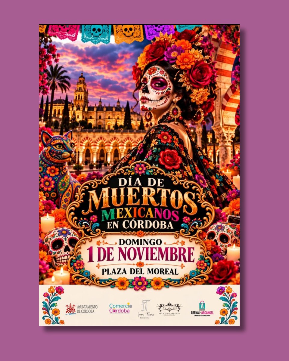 ParticipaCor's tweet photo. 💀🌼 ¡Celebra el Día de Muertos en familia en la Plaza El Moreal! Talleres, música, bailes, piñatas, concurso de disfraces y mucho más.
🗓️ Domingo 1 de nov | 12:00 h - 22:00 h📍 Plaza El Moreal
¡Te esperamos para hacer barrio juntos! 🙌✨ #Córdoba #HaciendoBarrio https://t.co/TL1NICgaIa