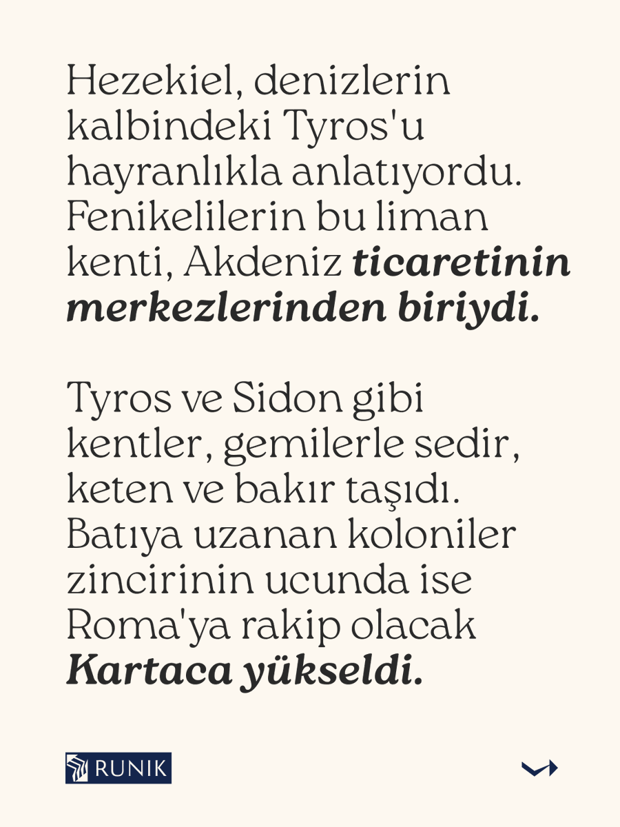 RunikKitap's tweet photo. Alfabeyi şairler değil, tüccarlar yaydı. Fenike'nin yirmi iki harfi gemi ambarlarında Akdeniz'i dolaştı; Yunan ünlüleri ve Latin harfleri o zincirden doğdu. Kendi tarihlerini ise başkaları yazdı. #RunikKitap #Fenikeliler #AlfabeninTarihi https://t.co/5oO165irT3