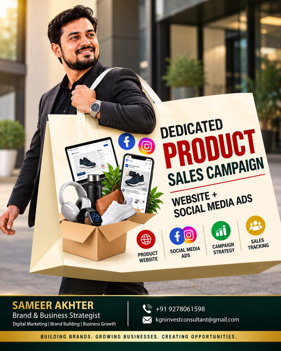 SameerAkhterIn's tweet photo. 🚀 Dedicated Product Sales Campaign — Website + Social Media Ads!

✅ Product Landing Page
✅ FB &amp; Instagram Ads
✅ Campaign Strategy &amp; Creatives
✅ Lead Tracking

One Product. One Campaign. One Sales Goal.

📞 +91 9278061598

#ProductMarketing #SalesCampaign https://t.co/Zq1WqJRZKF