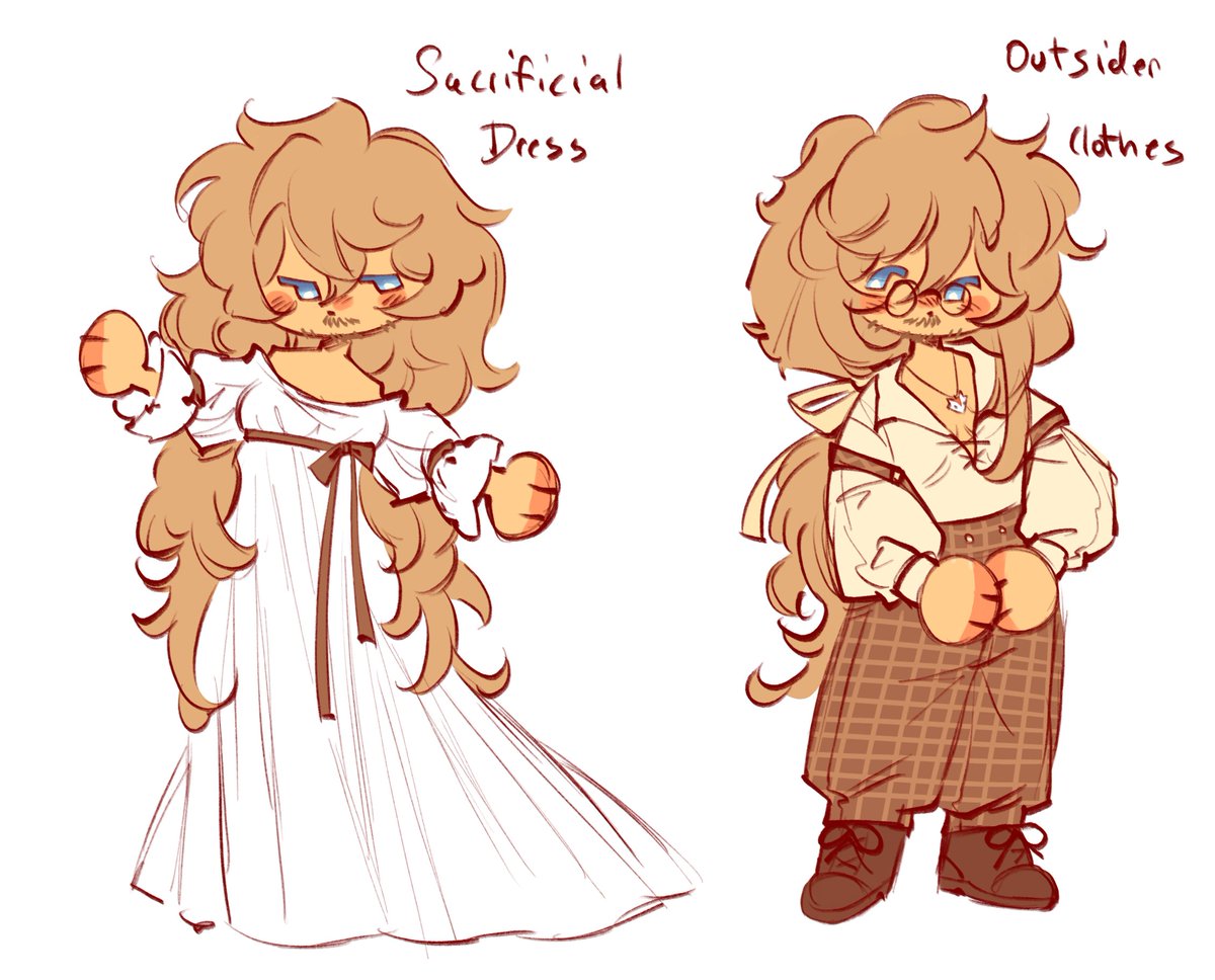 BumbleLovesDuck's tweet photo. Doodle of God au Grace’s little outfits
need to have Simon design him an outfit once he’s ready to change out of the sacrificial dress https://t.co/lU2mCXZJuo
