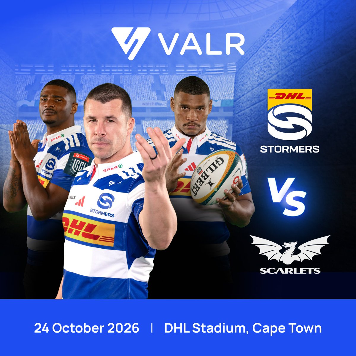 VALRdotcom's tweet photo. Your weekend plans? Sorted. On us.

Stand a chance to win 1 of 5 pairs of tickets to the DHL Stormers’ home fixture against the Scarlets this weekend in Cape Town. 🇿🇦

To enter:

1️⃣ Like and RT this post
2️⃣ Follow @VALRdotcom
3️⃣ Comment your public VALR alias below

Entries close Thursday, 22 October at 12:00 SAST. Five winners will be selected at random.

@THESTORMERS
#STOvsSCA