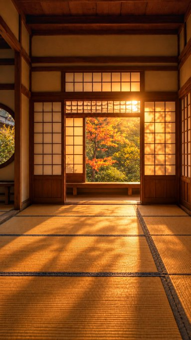 Cool2044435's tweet photo. 夕日が差し込む秋の和室🍁 
畳に映る夕日の光まで懐かしい。 https://t.co/K7r1mlnXaM