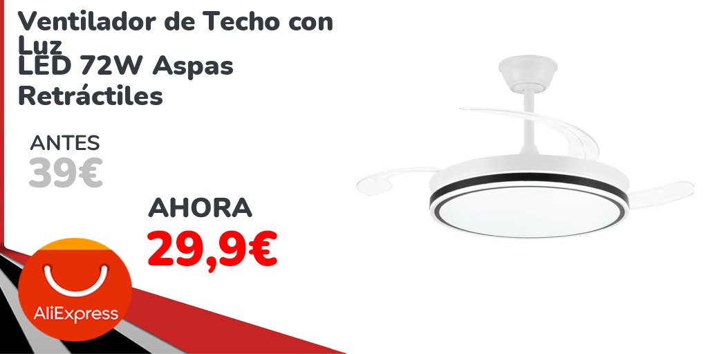 michollo's tweet photo. 🌬 Ventilador de Techo con Luz LED de 72 W y Aspas Retráctiles 💡🔥

¡Refresca tu hogar y mejora la iluminación con este ventilador de techo con aspas retráctiles! Su diseño moderno permite recoger las aspas cuando no se utilizan, ofreciendo un aspecto discreto y elegante. Además, combina ventilación e iluminación en un solo dispositivo, ideal para salones, dormitorios y otras estancias de casa. 🏠✨

 🏡https://t.co/Vtp9IwJRIc

#VentiladorDeTecho #AspasRetráctiles #LuzLED #Hogar #Iluminación #Climatización #Chollo #Ofertas