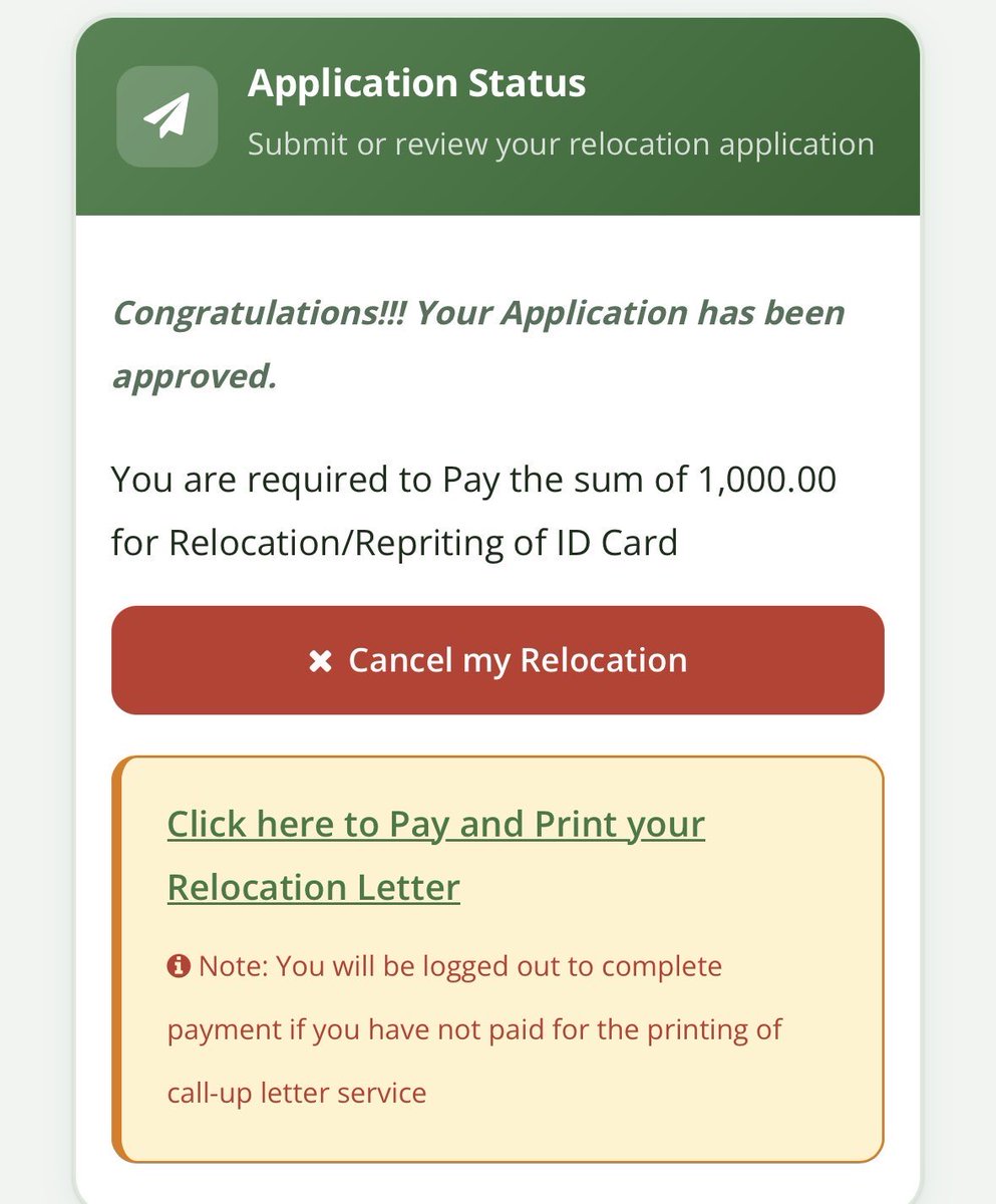 Nysc_Guidee's tweet photo. IN CAMP RELOCATION IS OUT 🔥 
START CHECK CHECKING YOUR RELOCATION. https://t.co/0C8kvwWUco