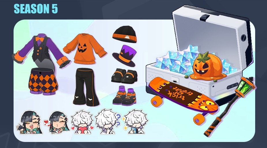 BleapFun's tweet photo. "Bleap" Season 5 Update News

Season 5 Pass Content Revealed!! 

 ✦ Rewards
Unlock the Premium Pass to receive the Phantom Set, Spooky Ghost Set, Chat Emote, Gacha Tickets, Gacha Shards, Caps, and more.

✦ Availability
After Season 5 update on October 23, 2026 ~ December 18, 2026, at 04:00 (UTC+8)

#Bleap