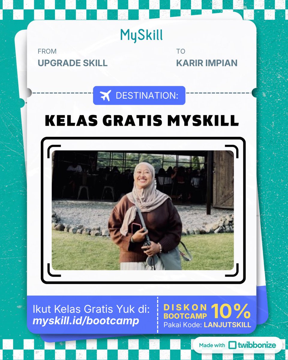 ArmenitaW's tweet photo. Ikutan Short Class gratis dari @myskill.id! 🎓✨ Ada banyak pilihan kelas seperti Microsoft Excel, Digital Marketing, Data Analysis, UI/UX, dan lainnya.
Yuk #RintisKarirImpian bareng MySkill! 💻
#learnatmyskill #myskill #shortclass #kelasgratis #Twibbonize https://t.co/NtBTYmc4EV