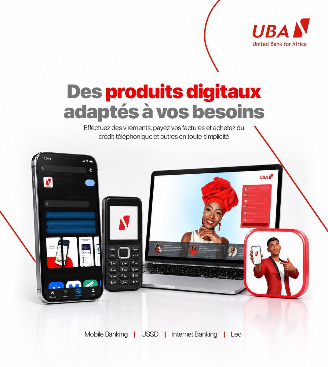 UBABenin's tweet photo. Une diversité d'options pour faire la banque autrement. Avec nos offres numériques, vous prendrez du plaisir à faire la banque avec nous.
#AfricasGlobalBank #banqueenligne #banquedigitale #mobilebanking #Leo #internetbanking https://t.co/q4eU1YIYvw