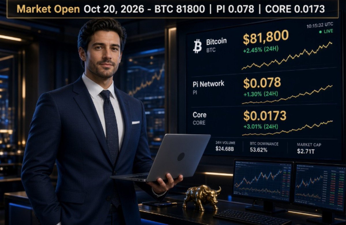 ImperiumCryptos's tweet photo. Bitcoin remains resilient despite ETF flows and geopolitical tensions that are driving volatility.

Pi, following the Protocol 28 upgrade and the announcement of an ecosystem summit in November, remains in a consolidation phase.

CORE has yet to recover from the validator incident, falling to an all-time low despite announcements regarding its decentralization.

🔹BTC: $81,800  
🔹Pi Network: $0.078  
🔹Core DAO: $0.0173  

Observe, protect your capital, and act according to a plan. Have a great day.

#Bitcoin #BTC #PiNetwork #core #CryptoInsights #btcfi #CryptoMarkets #opencore
