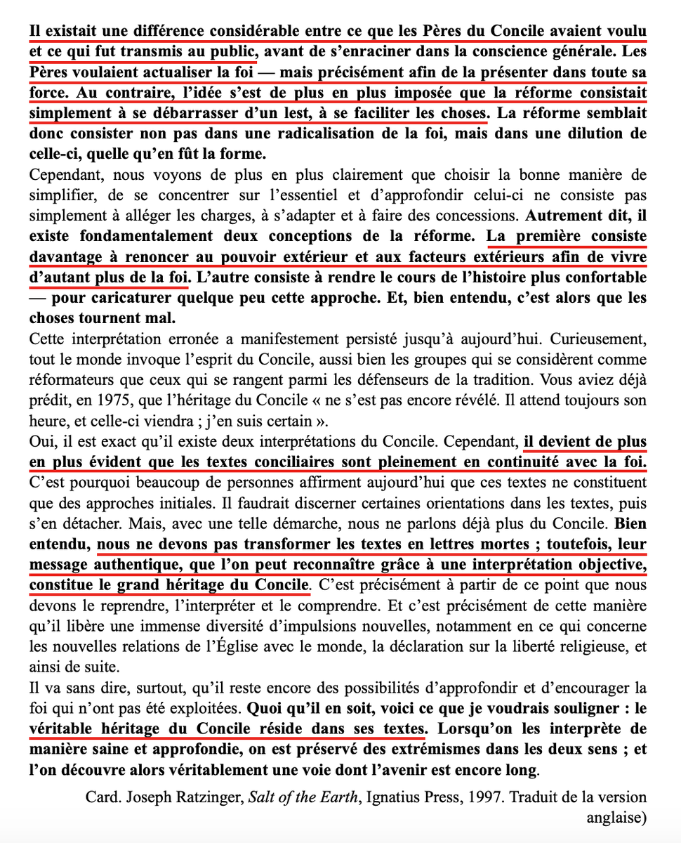 SOSsedevac's tweet photo. Il eût été plus édifiant de citer ce bel extrait du même ouvrage ; retirer les scléroses du cœur de la foi, ce n'est pas renoncer à la foi de l'Église (lol), c'est « renoncer aux facteurs extérieurs » décrits plus haut pour précisément la sublimer. Bref, arrêtons-nous là. https://t.co/mAQUW8cdBe