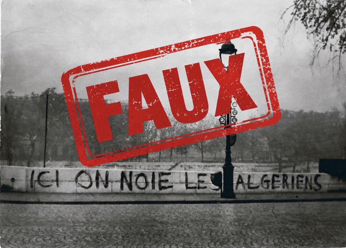 lebrac21's tweet photo. La France n’a jamais noyé des centaines d’Algériens dans la Seine. 

Jean-Paul Brunet est le seul historien à avoir exploité toutes les archives de la PJ en lien avec la manifestation du 17 octobre 1961. 

Il a examiné cas par cas la liste des 325 manifestants algériens, avancée par Jean-Luc Einaudi, qui seraient morts ce jour-là des suites de la répression policière. C’est notamment sur les travaux de ce dernier que se base la gauche et la dictature algérienne pour accuser l’État français aujourd’hui.

Le constat de JP Brunet est sans appel : la plupart des noms qui figurent sur cette liste correspondent à des décès qui ont eu lieu avant et après la manifestation du 17 octobre. La majorité d’entre eux sont imputables au FLN qui, dans sa guerre contre le MNA (un autre mouvement indépendantiste algérien), ainsi que dans l’exécution systématique de ceux qui "collaboraient" avec l’État français, n’hésitait pas à massacrer ses propres "ressortissants". Un autre historien, Pierre Vidal-Naquet, a par ailleurs démontré que le FLN n’hésitait pas à tuer et à jeter les cadavres de ses victimes dans la Seine.

Au final, une seule noyade au pont Saint Michel en lien avec la manifestation du 17 octobre 1961 a fait l’objet d’un constat. UNE SEULE. Pour le reste, il y aurait eu maximum 32 morts imputables à la police et à la gendarmerie ce jour-là, parmi lesquels seulement 14 seraient "certains".

Ainsi, l’affirmation selon laquelle les forces de l’ordre auraient noyé des centaines d’Algériens dans la Seine le 17 octobre 1961 est complètement fausse.

Il y a eu certes une répression violente, mais celle-ci est à replacer dans son contexte, à savoir, celui de la guerre d’Algérie et des attentats fomentés par le FLN en métropole qui ont fait des centaines de morts.

Pour terminer, j’aimerais dire deux mots sur l’historien JL Einaudi qui a avancé ce chiffre de 325 morts : il s’agit d’un adorateur de Mao et Pol Pot qui a rédigé des textes hagiographiques sur le FLN. Chacun se fera une idée de cette information.
