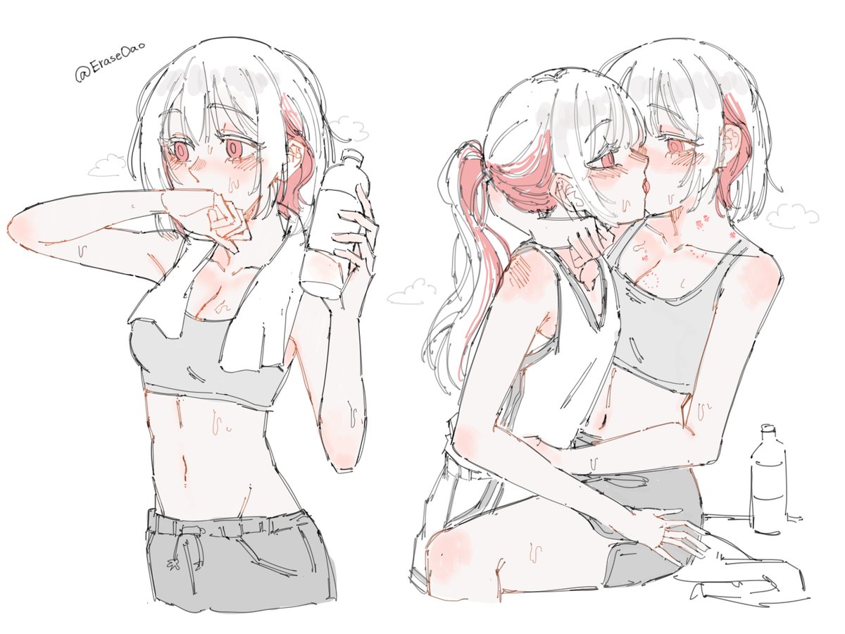 EraseOao's tweet photo. 運動後の二人
#GL #yuri #OC #百合 https://t.co/68CTrnY9S9