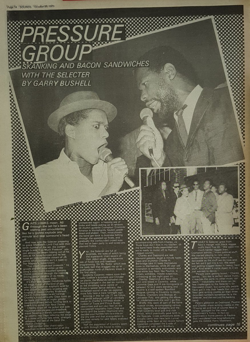SoundsClips's tweet photo. 20th, October 1979 an article on The Selecter by Garry Bushell and Pics by Pete Hill and Justin Thomas. "ska is perfect dance music,"
@GarryBushell
@RockFotosJT
@TheSelecter
@paulineblackOBE https://t.co/aZG8wxdZ4T