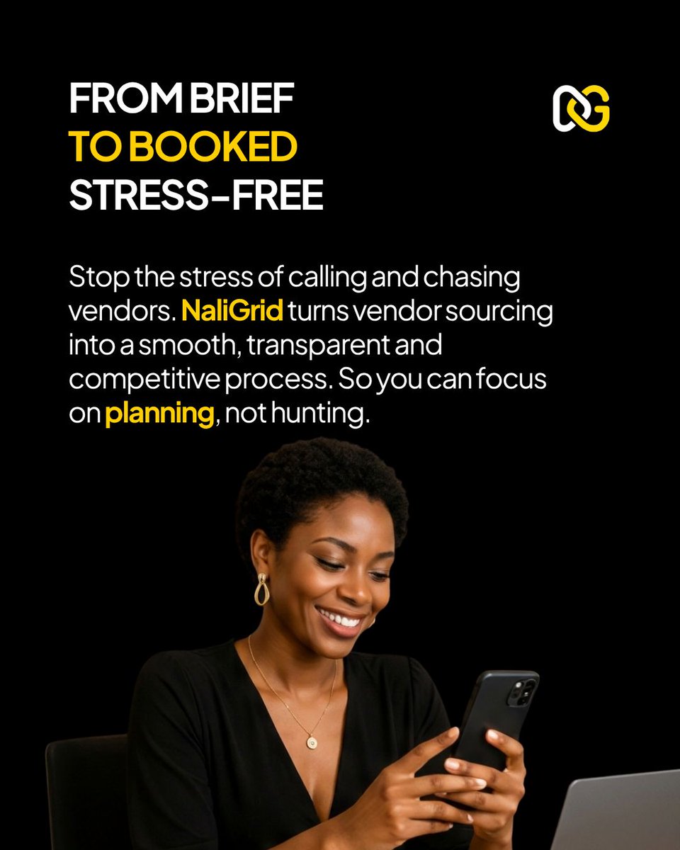 naligrid's tweet photo. Let the vendors come to you with NaliGrid 😉
Try it for free today.
#NaliGrid #NigerianEvents #EventPlanning https://t.co/JR08wPQNuE