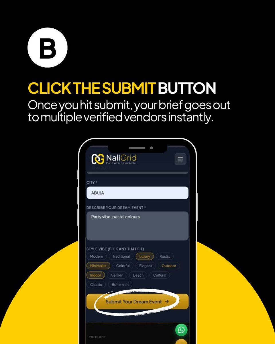 naligrid's tweet photo. Naligrid makes vendor sourcing easy as ABC! 🎉

A — Add your event brief.
B — Button: Click submit.
C — Choose the best! https://t.co/aQ9qXyEmQj