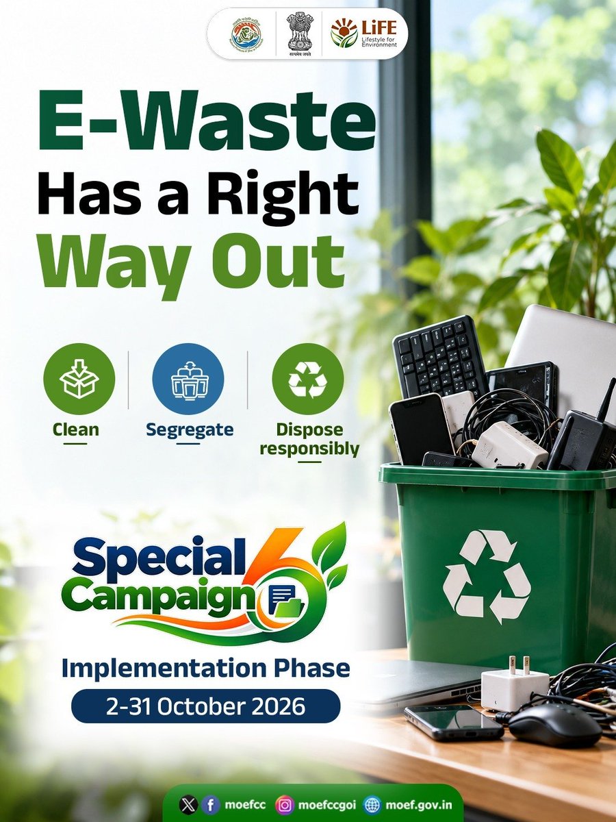 moefcc's tweet photo. That old charger, keyboard or mobile phone may still hold materials worth recovering. 

Responsible e-waste management helps conserve resources and reduces the burden on landfills.

#SpecialCampaign6 https://t.co/CrmNWQXQL2