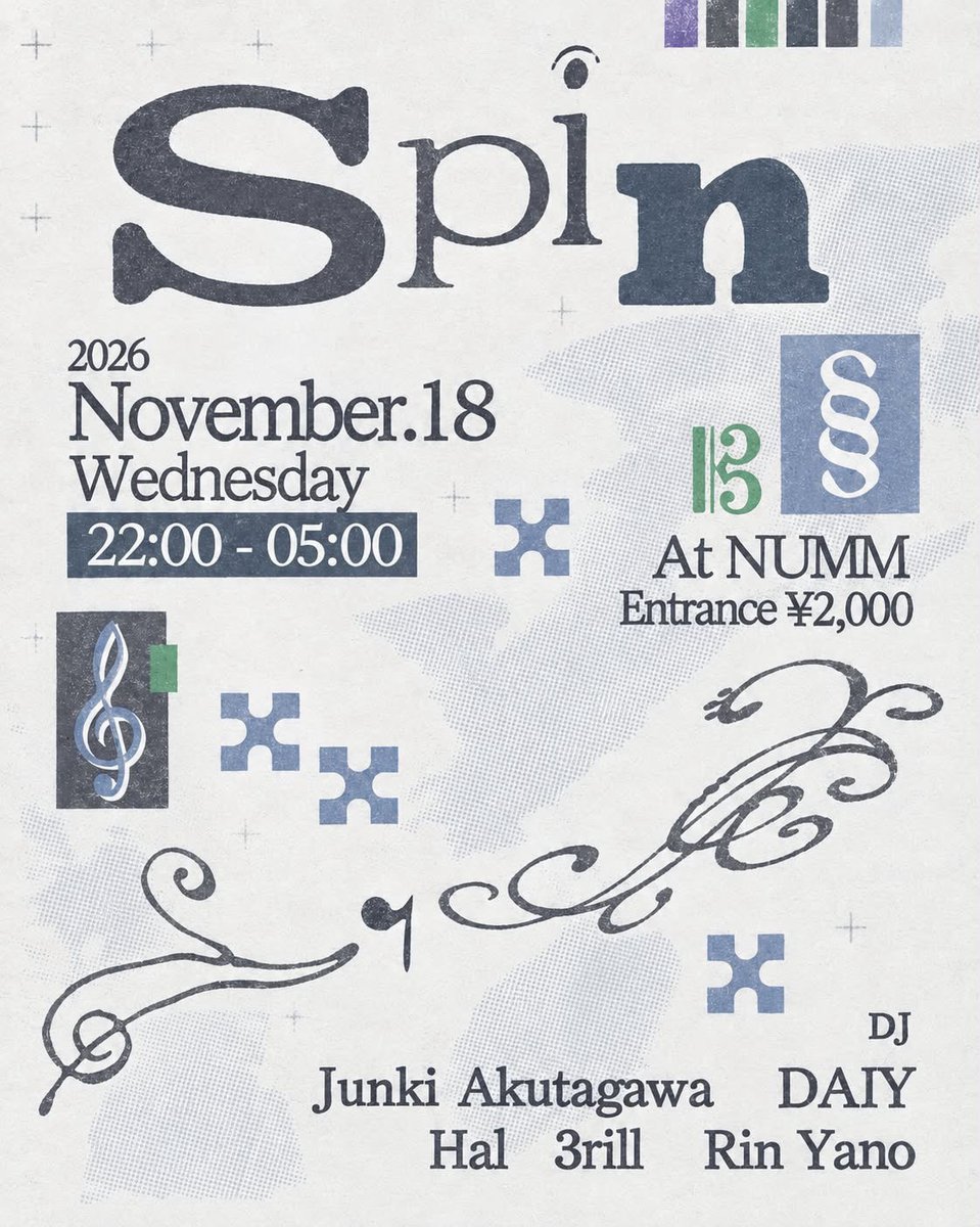 D_A_I_Y's tweet photo. 11月18日(水)深夜は、青山 NUMMのRin YanoちゃんのパーティーでDJ。 昨年2月の[ bugs go deep ] at NUMMでのdeep houseとminimalの交差点的なプレイを聴いてのブッキングとのこと🫡🤝 平日の朝方を担当しますgo deepな方はぜひ🤤 https://t.co/7rrY0ClMzv