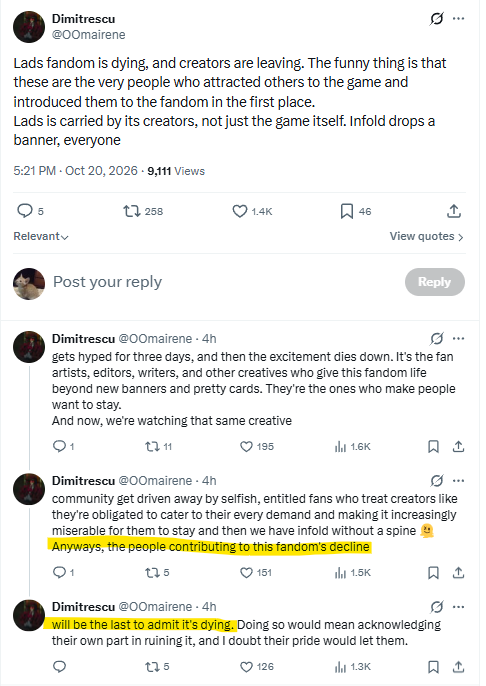 puresammeech's tweet photo. I highlighted the key part. Unless Infold realize what kind of fans they breed in by bending over to them, the whole game will experience continuous decline. No growth. Just EOS. It hurts bcos we love the game but all this problems can't go on. Infold wake up! #BringValkoBack https://t.co/dr396Fk2VR