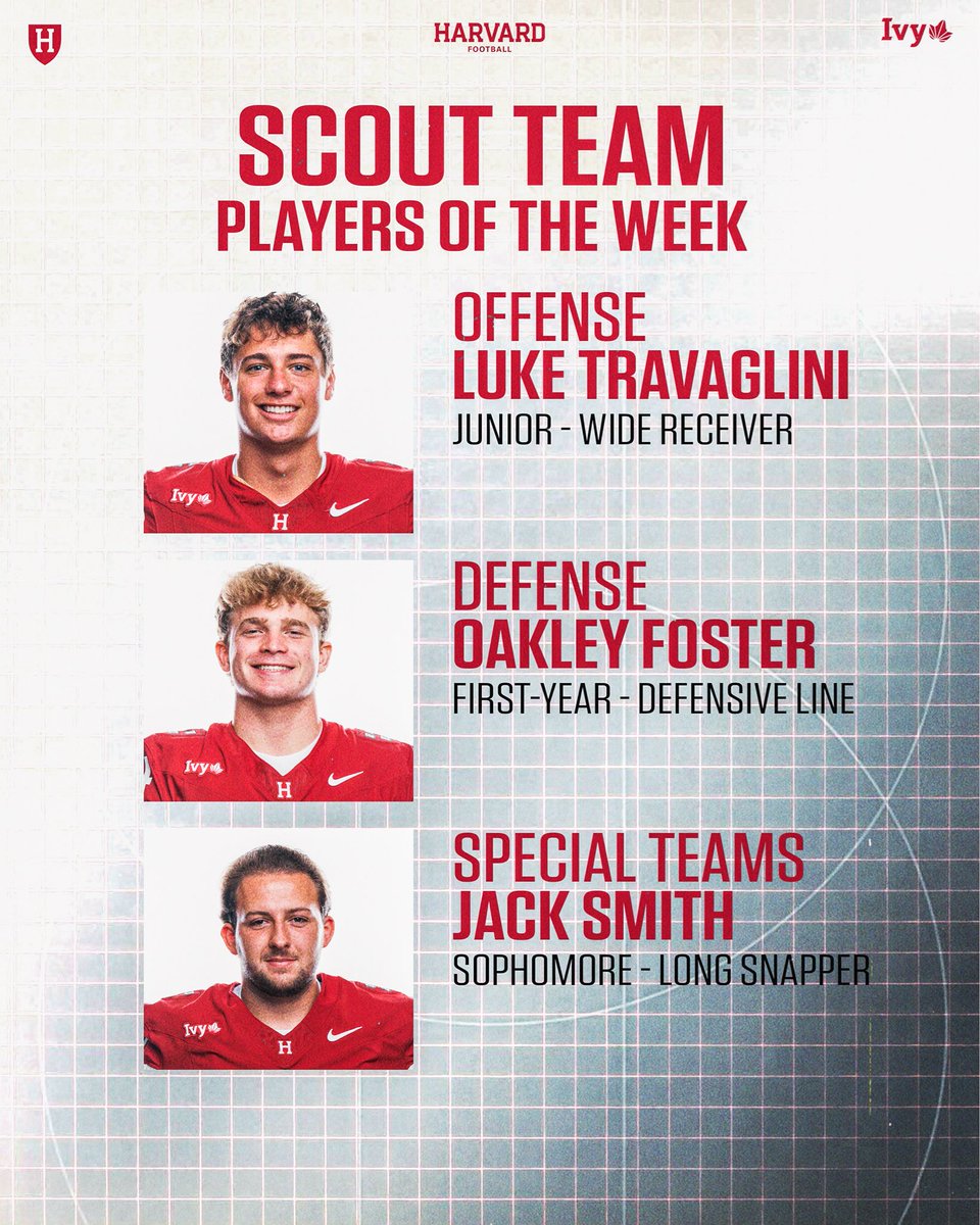 HarvardFootball's tweet photo. Our Week 5 Impact Performers 👊💥🧱

#GoCrimson https://t.co/8Z9TYBPalA