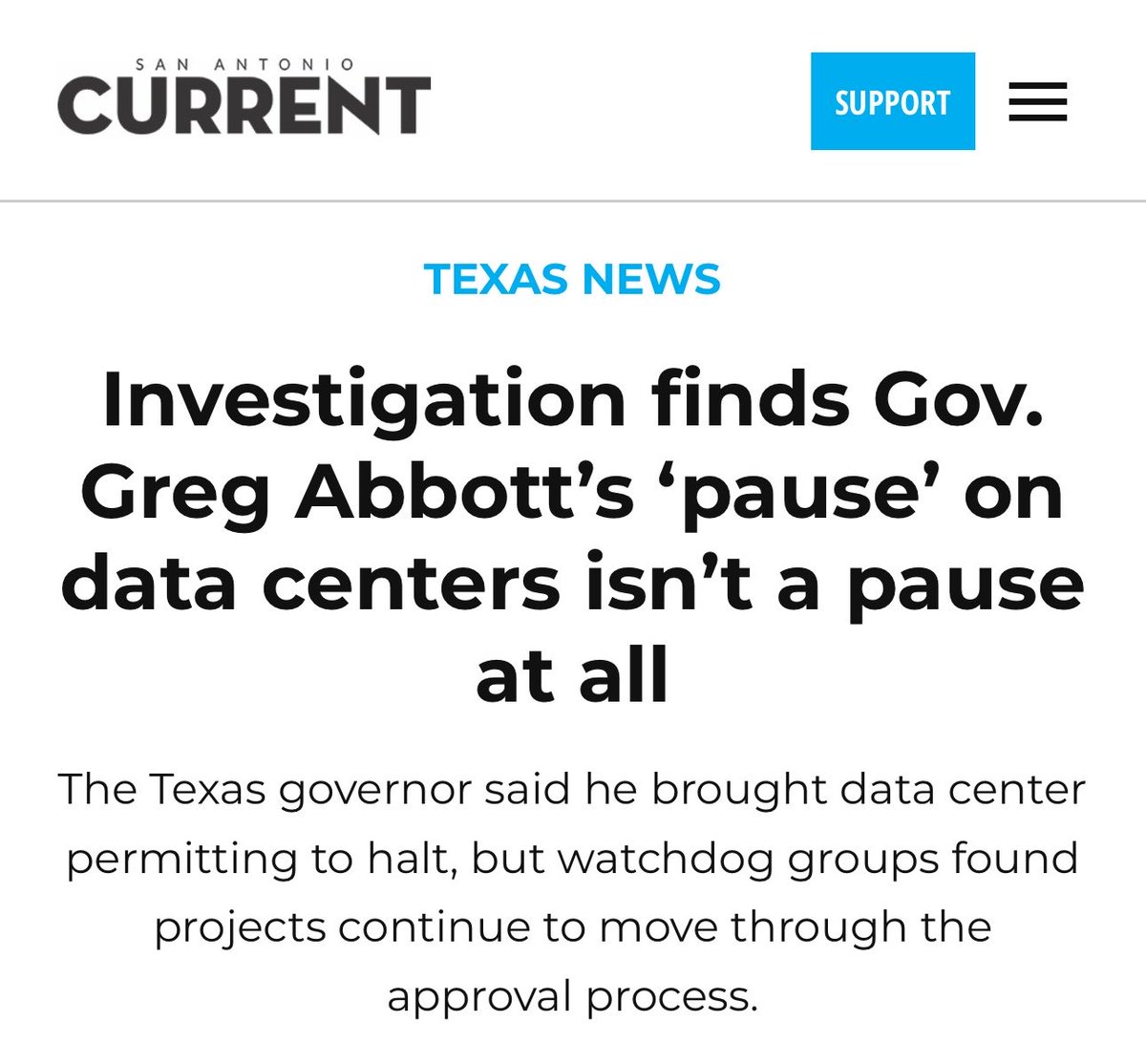 jacobwlong87's tweet photo. Well, would you look at that. Greg Abbott is lying to Texas.

He claims he’s hit pause on all data center development.

Turns out his admin is still approving permits.

“…the approval process has since moved forward for dozens of data center projects.”
https://t.co/sisVJ2hwwA https://t.co/71QQqhxu5p