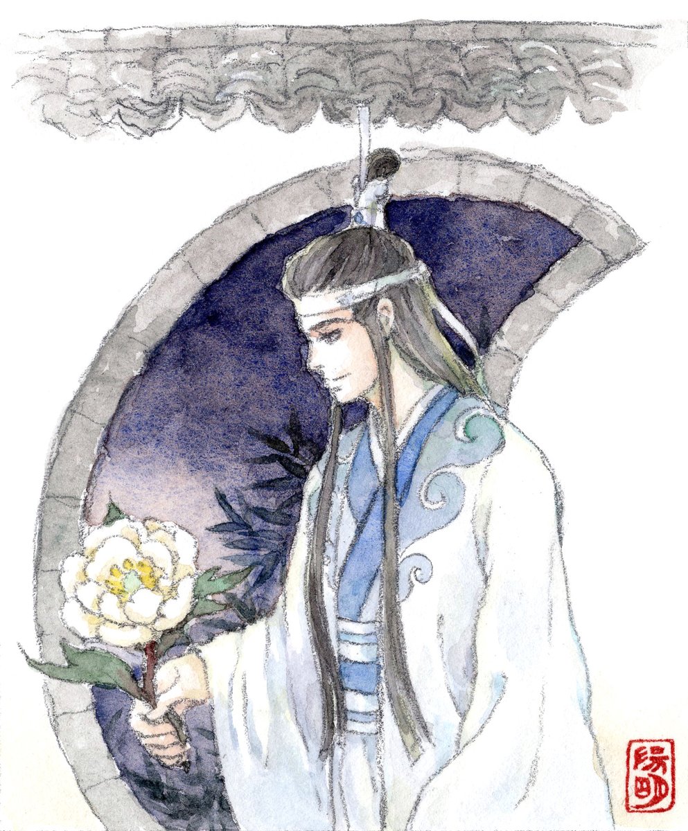youmeihy's tweet photo. @Boonaroundcql アナログ会で塗っていた文旦さんへのスケブ曦臣です～
（リクエスト＆公開許可ありがとうございました！） https://t.co/mO9CYg2F5o