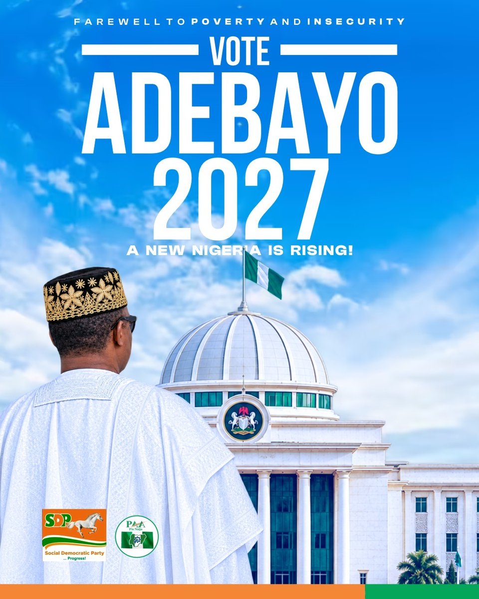 Fixnaijamvt's tweet photo. The future is calling.
The change begins with us.
The time to rise is now!
A New Nigeria Is Rising!
#AdewoleAdebayo2027 #ANewNigeriaIsRising #GoodGovernance #NigeriaFirst #SDP #NigeriaDecides2027 https://t.co/1sTe2nqzXA