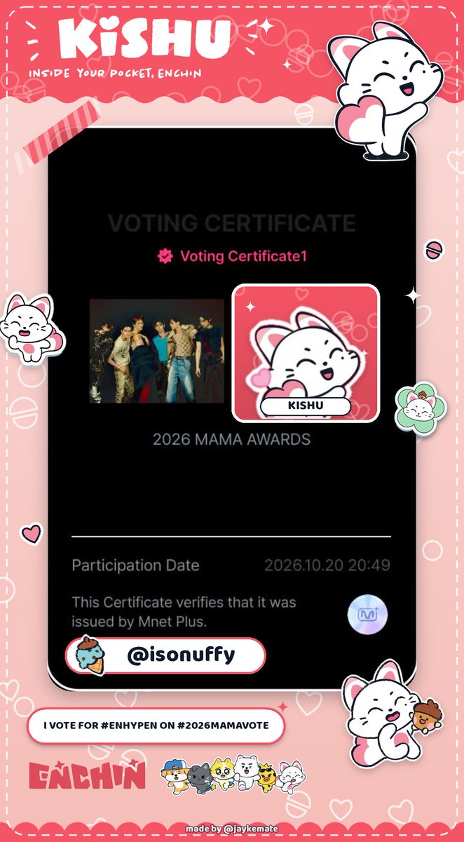 isonuffy's tweet photo. D9

I vote for #ENHYPEN on #2026MAMAVOTE https://t.co/Uk3TNH7NSZ