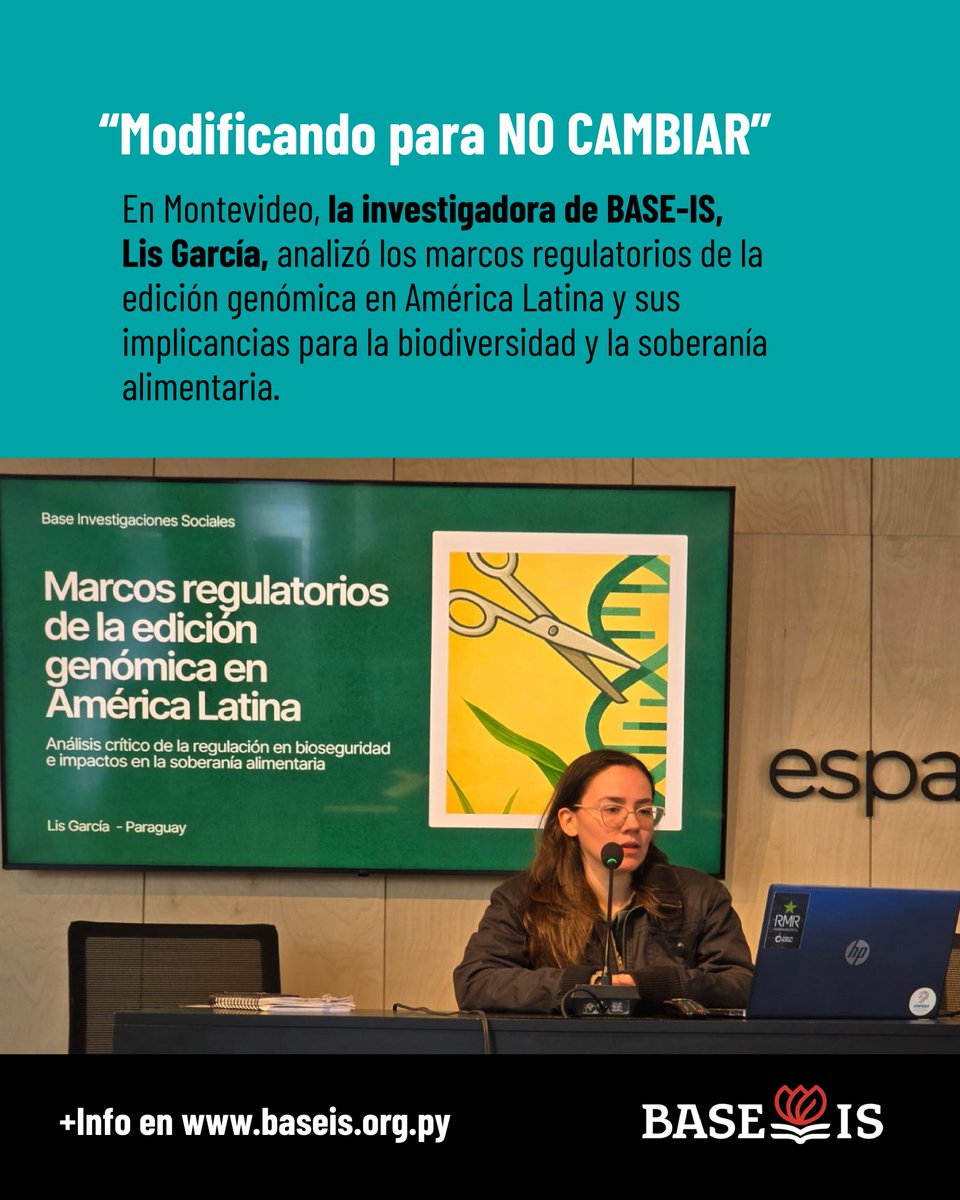 baseispy's tweet photo. 🌱 A 30 años de los cultivos transgénicos en el Cono Sur

La investigadora de BASE-IS, Lis García, participó en el encuentro «Modificando para NO CAMBIAR», organizado por REDES – Amigos de la Tierra Uruguay. https://t.co/jxwyhIx8d1