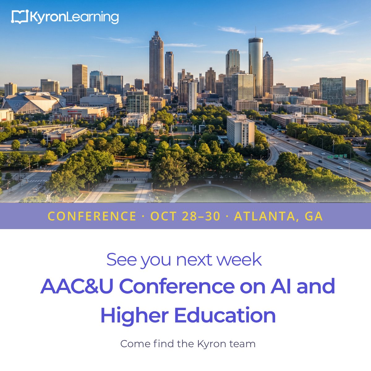 kyronlearning's tweet photo. One week from today — Kyron heads to Atlanta. 🍑
AAC&amp;U Conference on AI and Higher Education · Oct 28–30 ·

#AACUConference #AIinEducation #HigherEducation #EdTech #KyronLearning https://t.co/E6B30XZyAk