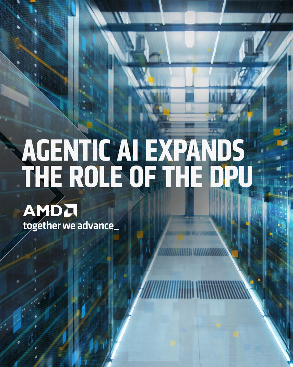 AMDServer's tweet photo. Agentic AI demands 5 to 30x more tokens per task than a standard query (Gartner). 

Yousuf Khan, CVP of NTSG at AMD, explains how the DPU takes on networking, security, and storage work so CPU resources stay focused on AI workloads. Read more: https://t.co/E6bMSyFswq https://t.co/YatCyCALpu
