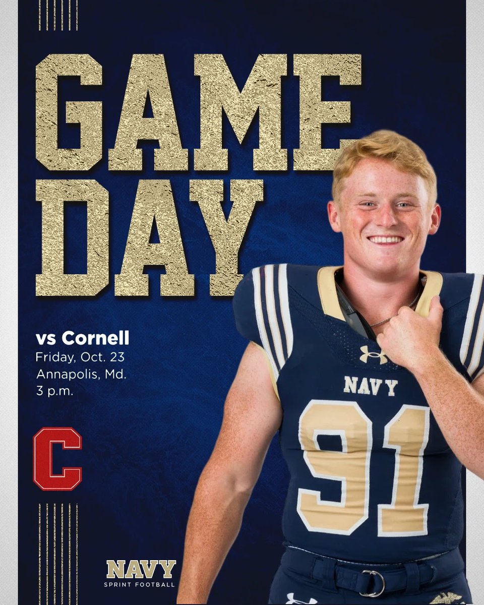 NavySprintFB's tweet photo. GAME DAY IN ANNAPOLIS⛵️⚓️

🆚Cornell
🕒1500
📍Annapolis, MD
📊https://t.co/g89miPrKRa

#GoNavy https://t.co/oGP1SSZ0rw