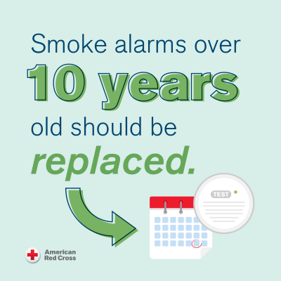 IowaRedCross's tweet photo. Replace smoke alarms that are 10 years or older. Components such as sensors can become less sensitive over time. Follow your manufacturer's instructions. https://t.co/OAoXNOSS18