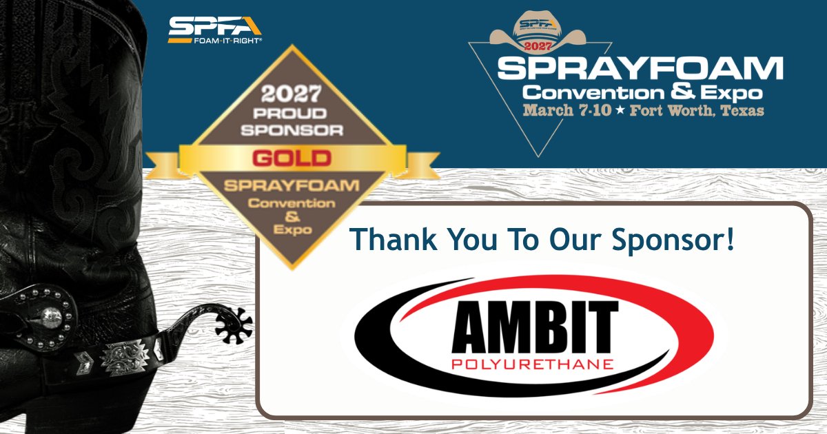 TheSPFA's tweet photo. A big Texas-sized thank you to @APolyurethane for stepping up as a Gold Sponsor of SprayFoam 2027! 🤠

Their support powers the education, certification opportunities, and connections that keep spray foam professionals moving forward.

#SPFA #SprayFoam #FoamItRight #SprayFoam2027 https://t.co/RJrO5TV4vx