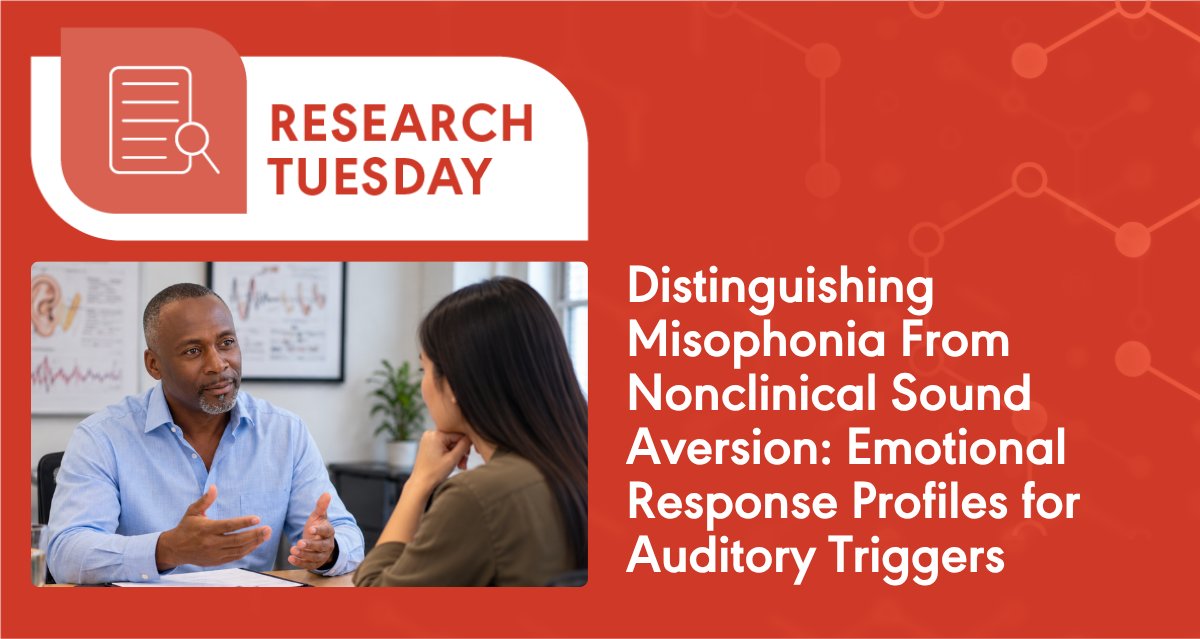 ASHAWeb's tweet photo. #ResearchTuesday: In this article, researchers investigated the difference between misophonia and sound aversion by playing trigger sounds for people with misophonia and a control group.

Read the AJA to learn more: https://t.co/gfX3RPmjOg

@ASHAJournals @CSDisseminate https://t.co/kgeOqflykf