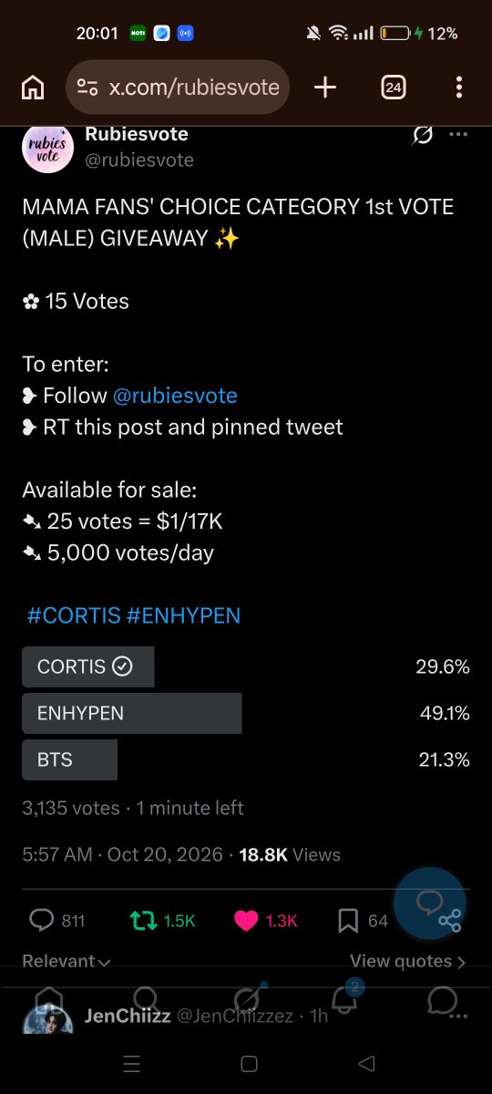 Wueii_17's tweet photo. @rubiesvote #CORTIS https://t.co/1vSEM6JOA9