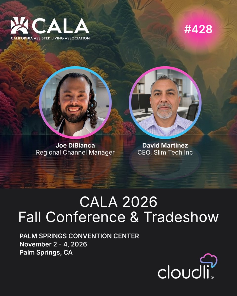 getcloudli's tweet photo. Heading to CALA Elevate?

Meet #Cloudli at Booth 428 and discover how assisted living communities can modernize #communications without replacing what already works.
https://t.co/m3e1uD0TYm https://t.co/MLJ8mdOLqx